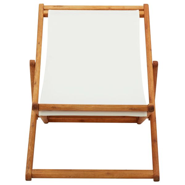 vidaXL Skládací plážové křeslo eukalyptové dřevo a textil krémově bílé