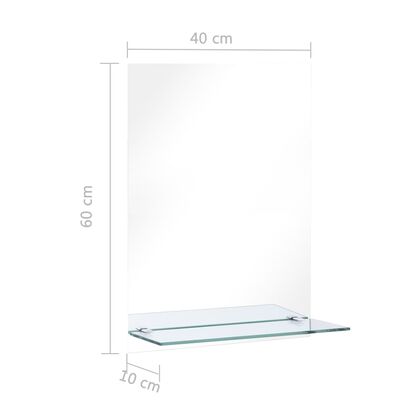 vidaXL Nástěnné zrcadlo s policí 40 x 60 cm tvrzené sklo
