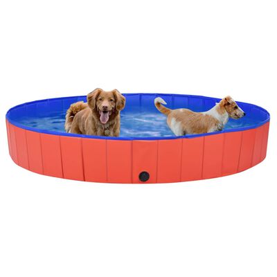 vidaXL Skládací bazén pro psy červený 200 x 30 cm PVC
