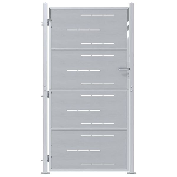 vidaXL Zahradn&iacute; br&aacute;na se z&aacute;mkem Stř&iacute;brn&aacute; 96 x 180 cm Nerezov&aacute; ocel