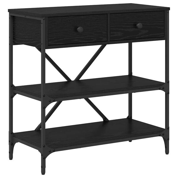 vidaXL Konzolov&yacute; stolek se z&aacute;suvkou Čern&yacute; dub 100 x 34,5 x 75 cm dřevo