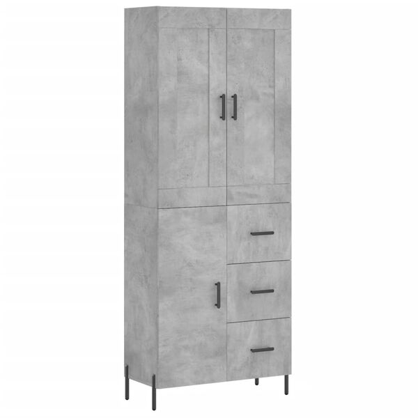 vidaXL Skř&iacute;ň highboard betonově &scaron;ed&aacute; 69,5x34x180 cm kompozitn&iacute; dřevo
