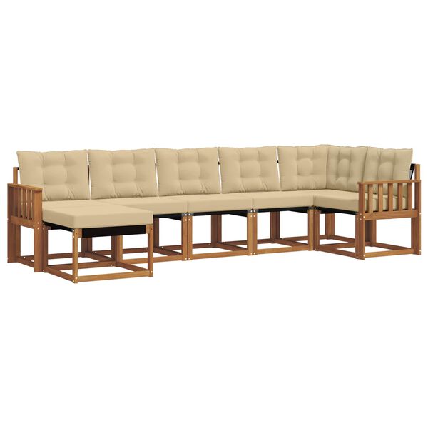 vidaXL Venkovn&iacute; pohovkov&aacute; souprava 7 pcs Přirozen&aacute; a B&eacute;žov&aacute;