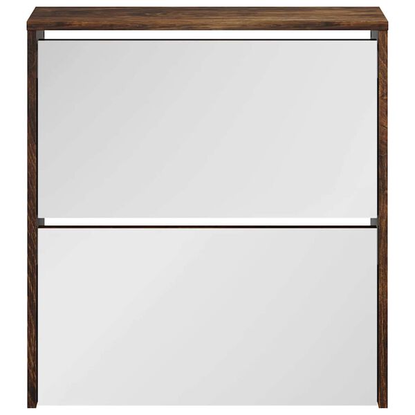 vidaXL Botn&iacute;k se zrcadlem 2patrov&yacute; kouřov&yacute; dub 63 x 17 x 67 cm