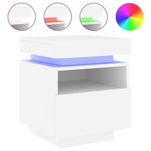 vidaXL Nočn&iacute; stolek s LED osvětlen&iacute;m b&iacute;l&yacute; 40 x 39 x 48,5 cm