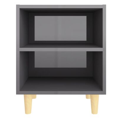 vidaXL Noční stolek masivní dřevěné nohy lesklý šedý 40 x 30 x 50 cm