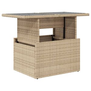 vidaXL Zahradn&iacute; stůl se skleněnou deskou b&eacute;žov&yacute; 100x55x73 cm polyratan