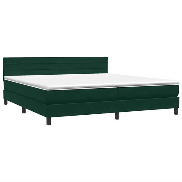 vidaXL Box spring postel s matrac&iacute; tmavě zelen&aacute; 180x210 cm samet