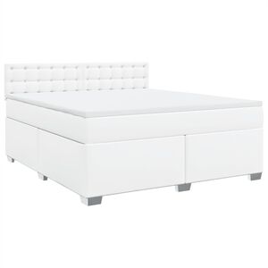 vidaXL Box spring postel s matrac&iacute; b&iacute;l&aacute; 180x200 cm uměl&aacute; kůže