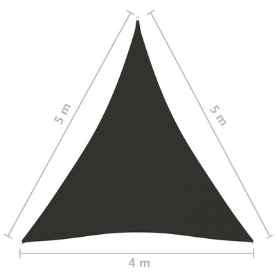 vidaXL Stínící plachta oxford trojúhelníková 4 x 5 x 5 m antracitová
