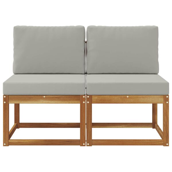 vidaXL 2 Kus Venkovn&iacute; středn&iacute; pohovka Masivn&iacute; ak&aacute;tov&eacute; dřevo Př&iacute;rodn&iacute;