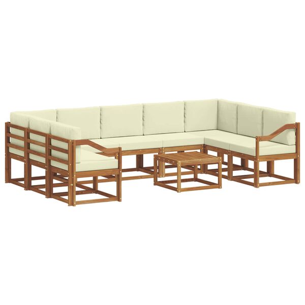 vidaXL Venkovn&iacute; pohovkov&aacute; souprava 10 pcs Přirozen&aacute; a Kr&eacute;mov&aacute;