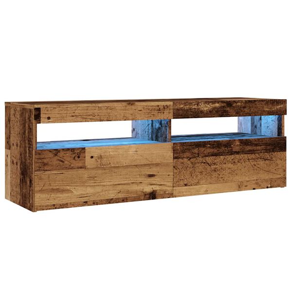 vidaXL TV stolek s LED old wood 120 x 35 x 40 cm kompozitní dřevo