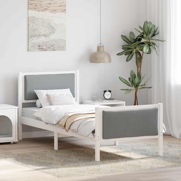 vidaXL R&aacute;m postele s čelo Světle &scaron;ed&aacute; 75 x 190 cm textil