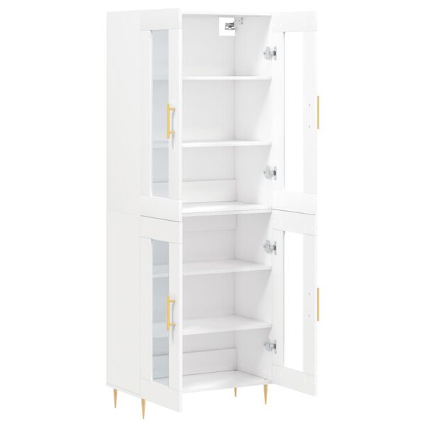 vidaXL Skř&iacute;ň highboard b&iacute;l&aacute; 69,5 x 34 x 180 cm kompozitn&iacute; dřevo