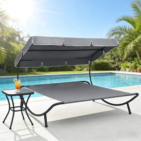 vidaXL Zahradn&iacute; postel s baldach&yacute;nem &scaron;ed&aacute;