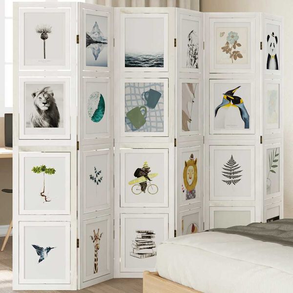 vidaXL Parav&aacute;n 6d&iacute;ln&yacute; b&iacute;l&yacute; masivn&iacute; dřevo pavlovnie