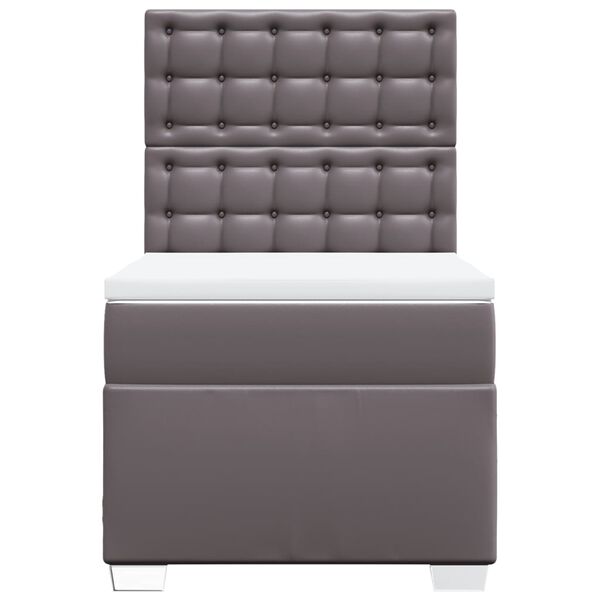 vidaXL Box spring postel s matrac&iacute; &scaron;ed&aacute; 90x190 cm uměl&aacute; kůže