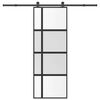 vidaXL Posuvn&eacute; dveře s kov&aacute;n&iacute;m 76x205 cm tvrzen&eacute;ho sklo a hlin&iacute;k