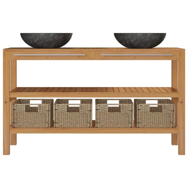 vidaXL Koupelnov&aacute; skř&iacute;ňka masivn&iacute; teak s umyvadly mramor čern&aacute;