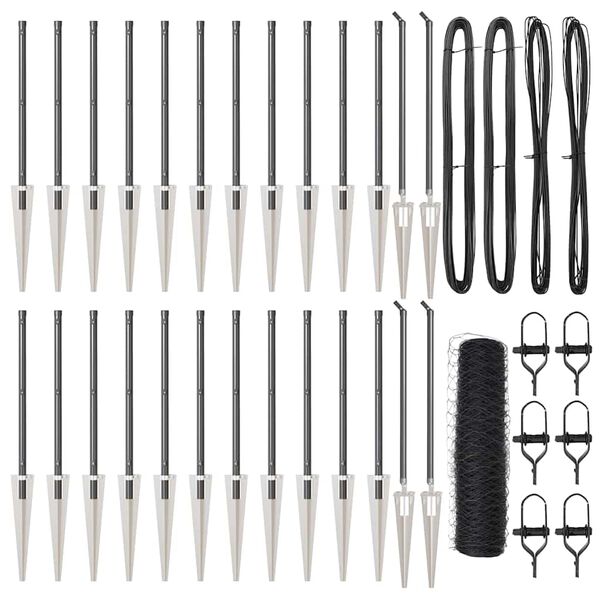 vidaXL Plotov&yacute; sloupek. &Scaron;ed&aacute; 50 x 0,5 m (s&iacute;ť 36 mm) Ocel a PVC