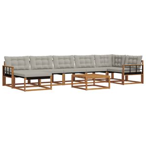 vidaXL Venkovn&iacute; pohovkov&aacute; souprava 8 pcs Př&iacute;rodn&iacute; a světle &scaron;ed&aacute;