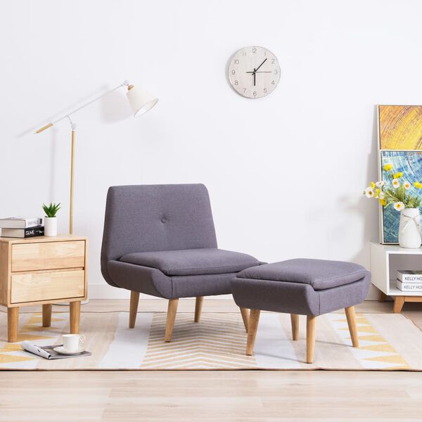 vidaXL Křeslo s podnožkou &scaron;ed&eacute; textil