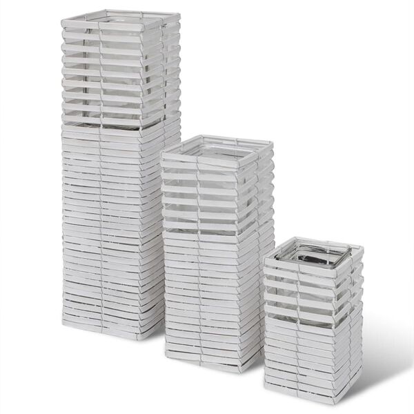 Ručně spl&eacute;tan&eacute; sv&iacute;cny, 3 ks, b&iacute;l&eacute;