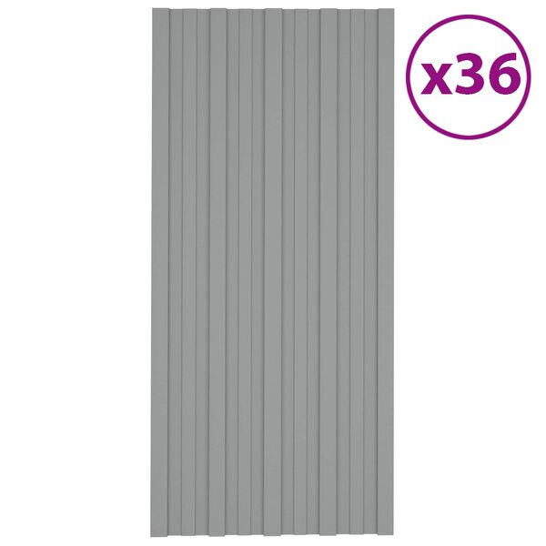 vidaXL Stře&scaron;n&iacute; panel 36 pcs &Scaron;ed&yacute; 100 x 45 cm Pozinkovan&aacute; ocel
