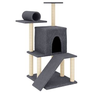 vidaXL &Scaron;krabadlo pro kočky se sisalov&yacute;mi sloupky tmavě &scaron;ed&eacute; 110,5 cm