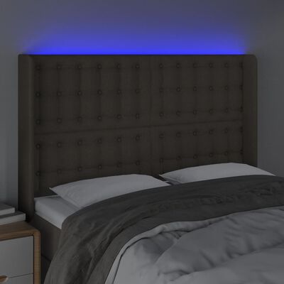 vidaXL Čelo postele s LED taupe 147 x 16 x 118/128 cm textil