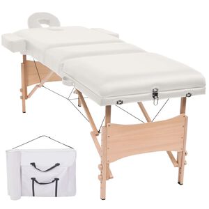 vidaXL Skl&aacute;dac&iacute; mas&aacute;žn&iacute; stůl 3 z&oacute;ny tlou&scaron;ťka 10 cm b&iacute;l&yacute;