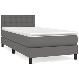 vidaXL Box spring postel s matrac&iacute; &scaron;ed&aacute; 80 x 200 cm uměl&aacute; kůže