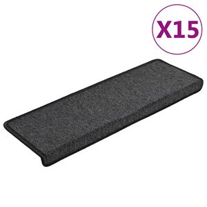 vidaXL Schodov&eacute; rohože 15 ks 65 x 21 x 4 cm antracitov&eacute; s obd&eacute;ln&iacute;kov&yacute;m okrajem