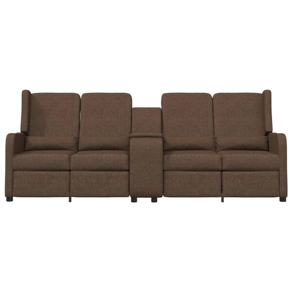 vidaXL 4m&iacute;stn&eacute; polohovac&iacute; křeslo s drž&aacute;kem n&aacute;pojů hněd&eacute; textil