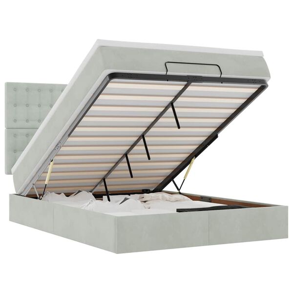 vidaXL Osmansk&yacute; r&aacute;m postele s matracemi světle &scaron;ed&aacute; 140x200cm samet