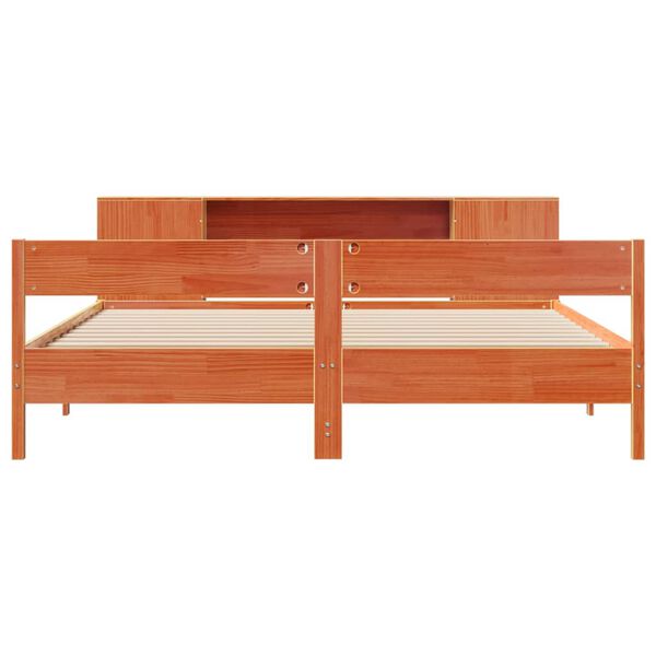 vidaXL Postel s knihovnou bez matrace 200 x 200 cm masivn&iacute; borovice