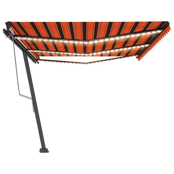 vidaXL Automatick&aacute; mark&yacute;za LED a senzor větru 600x350 cm oranžovohněd&aacute;