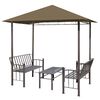 vidaXL Zahradn&iacute; alt&aacute;n + stůl a lavice 2,5x1,5x2,4 m taupe 180 g/m&sup2;