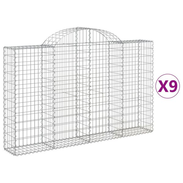 vidaXL Klenut&eacute; gabionov&eacute; ko&scaron;e 9 ks 200x30x120/140cm pozinkovan&eacute; železo