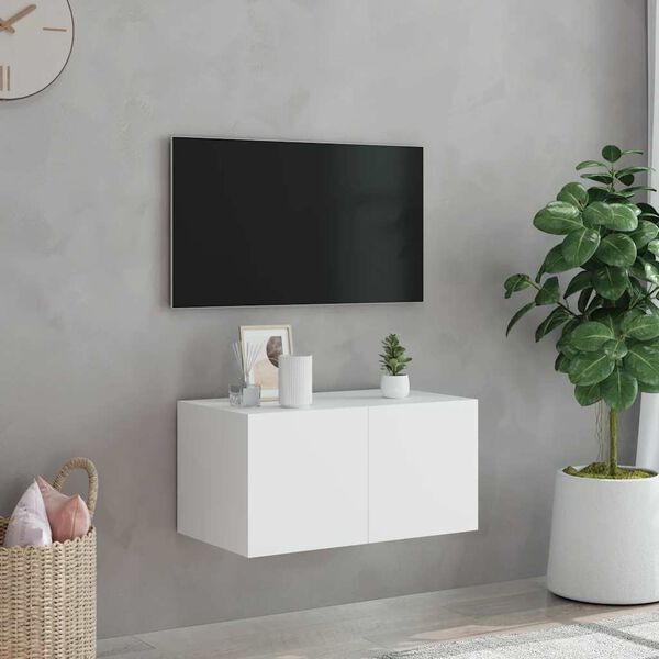 vidaXL N&aacute;stěnn&aacute; TV skř&iacute;ňka s LED osvětlen&iacute;m b&iacute;l&aacute; 60 x 35 x 31 cm