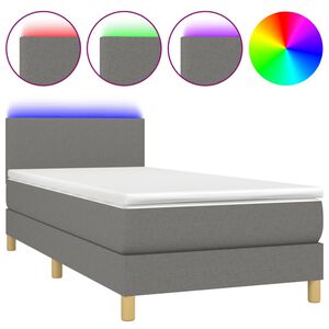 vidaXL Box spring postel s matrac&iacute; a LED tmavě &scaron;ed&aacute; 80 x 200 cm textil