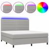 vidaXL Box spring postel s matrac&iacute; a LED světle &scaron;ed&aacute; 180x200 cm textil