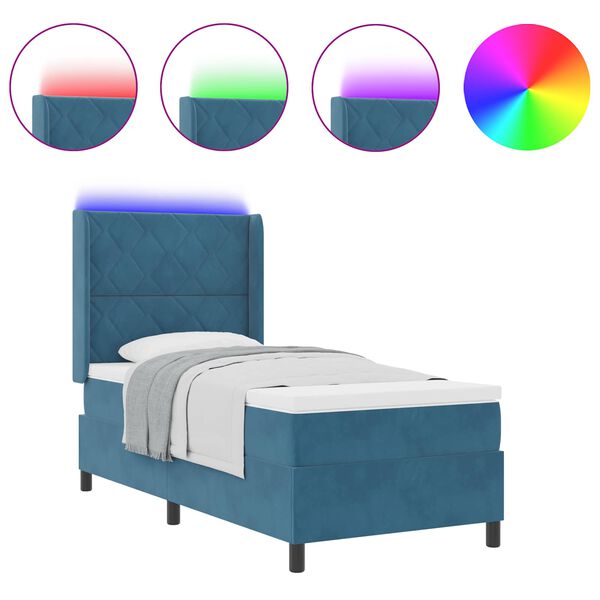 vidaXL Postel s boxspringem s matrac&iacute; s čelo Modr&aacute; 100 x 200 cm samet