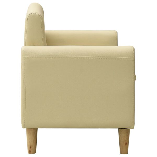 vidaXL 2m&iacute;stn&aacute; dětsk&aacute; sedačka kr&eacute;mově b&iacute;l&aacute; uměl&aacute; kůže