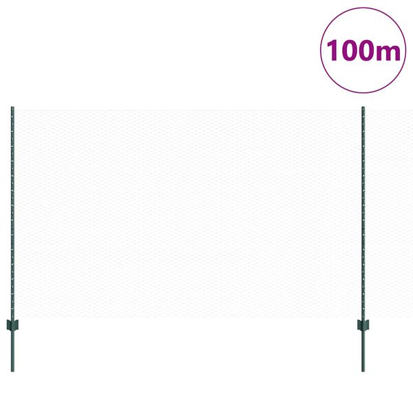 vidaXL Plot s sloupkem Zelen&aacute; 1,4 x 100 m Ocel a PVC