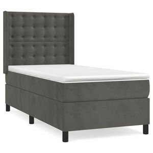 vidaXL Box spring postel s matrac&iacute; tmavě &scaron;ed&aacute; 90x200 cm samet