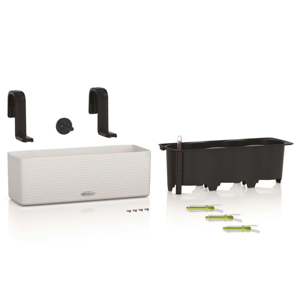 LECHUZA Truhlík CUBE color triple s konzolami bílý 13680