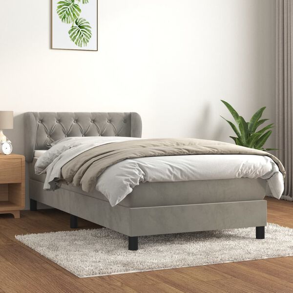 vidaXL Box spring postel s matrac&iacute; světle &scaron;ed&aacute; 80 x 200 cm samet