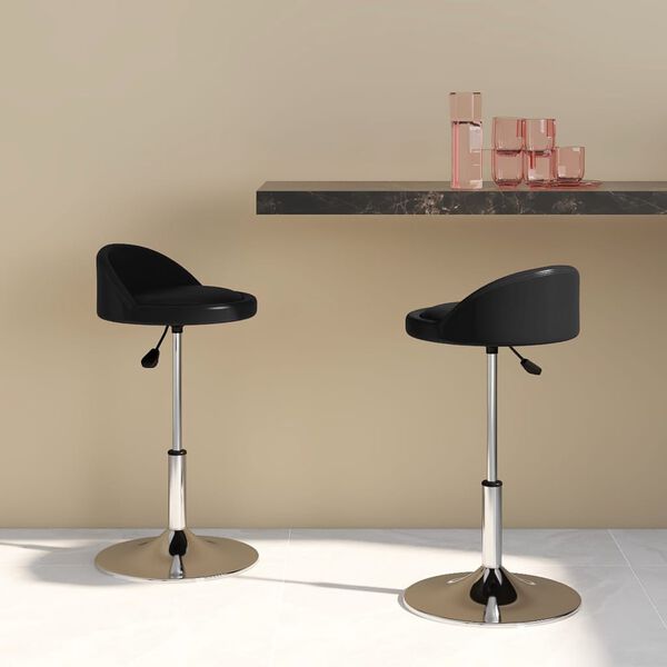 vidaXL Otočn&eacute; j&iacute;deln&iacute; židle 2 ks čern&eacute; uměl&aacute; kůže